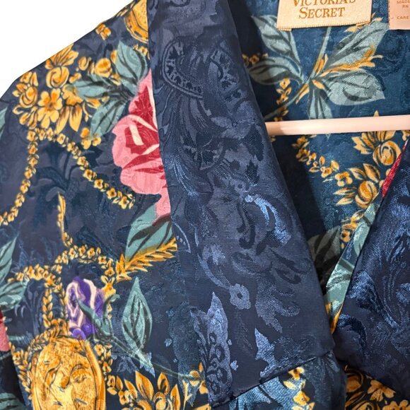 Victoria’s Secret Gold Label Vintage 90s Floral Paisley Sleep Shirt S Collared - Picture 8 of 9
